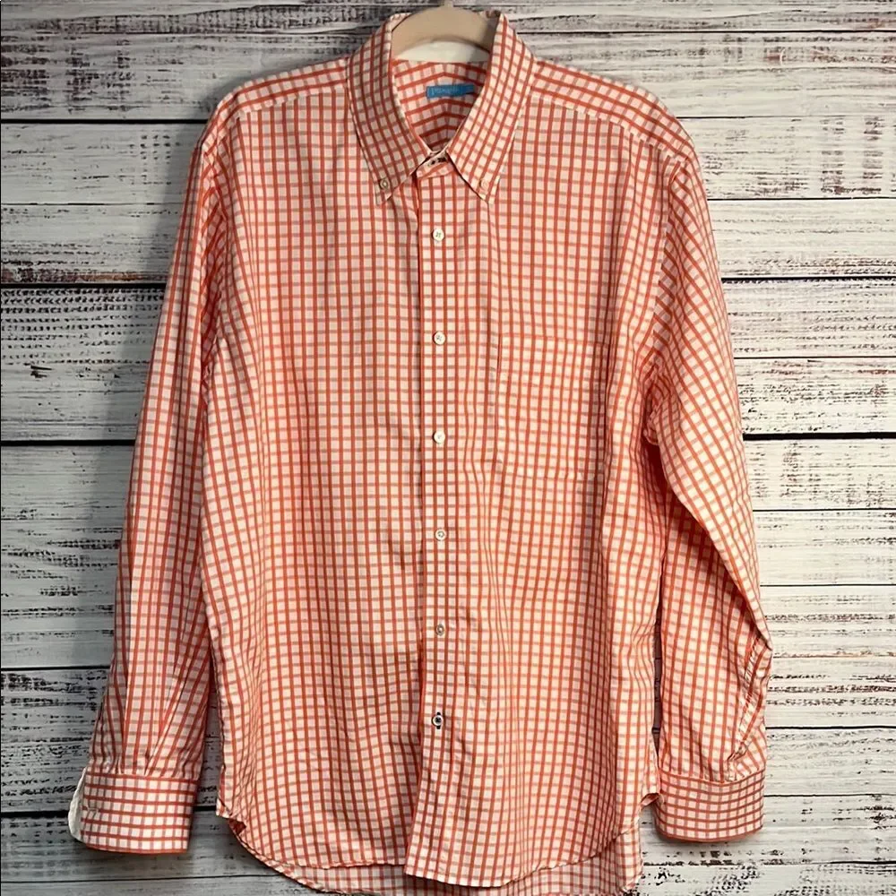 J. McLaughlin Men’s XL Button Down Shirt Gingham Check Cotton
